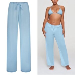 SKIMS Crinkle 100% Silk Chiffon Cover Up Pants Semi-Sheer